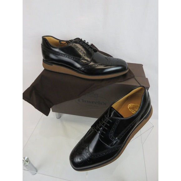 CHURCH\'S by PRADA ROSS EEG005 BLACK LEATHER WINGTIP BROGUE DERBY OXFORDS 7 US 8 main image 11